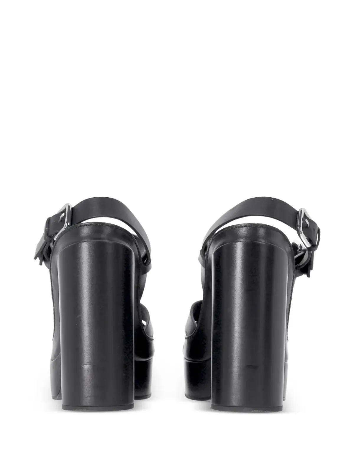 Jil Sander Pre-Owned アンクルストラッププラットフォームレザーサンダル - ブラック - 画像4