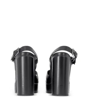 Jil Sander Pre-Owned アンクルストラッププラットフォームレザーサンダル - ブラック - サムネイル4
