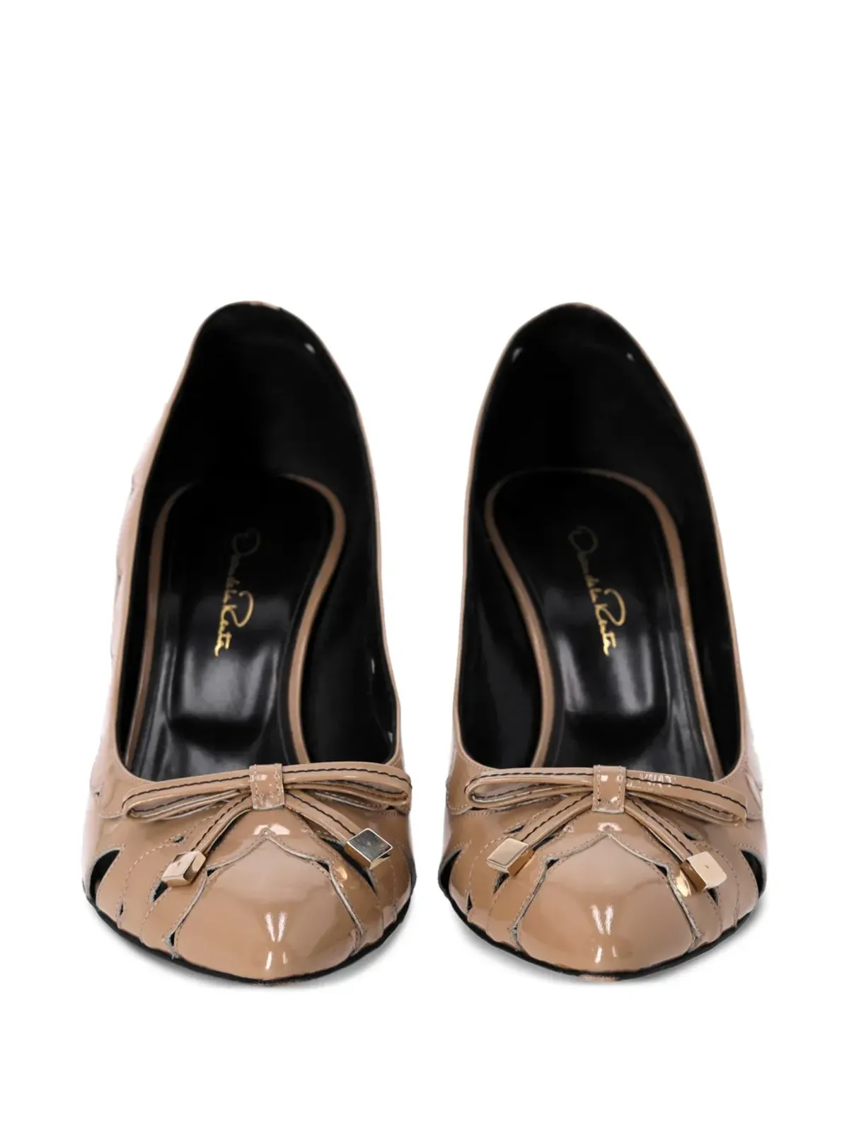 Oscar de la Renta ビンテージ リボンディテール ヒールパンプス（ブラウン） - 画像5