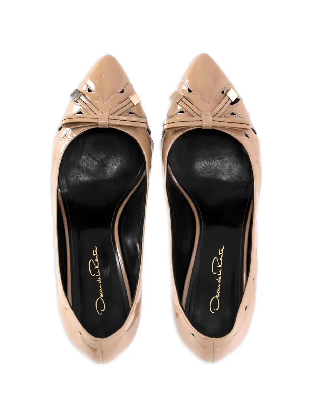 Oscar de la Renta ビンテージ リボンディテール ヒールパンプス（ブラウン） - 画像3