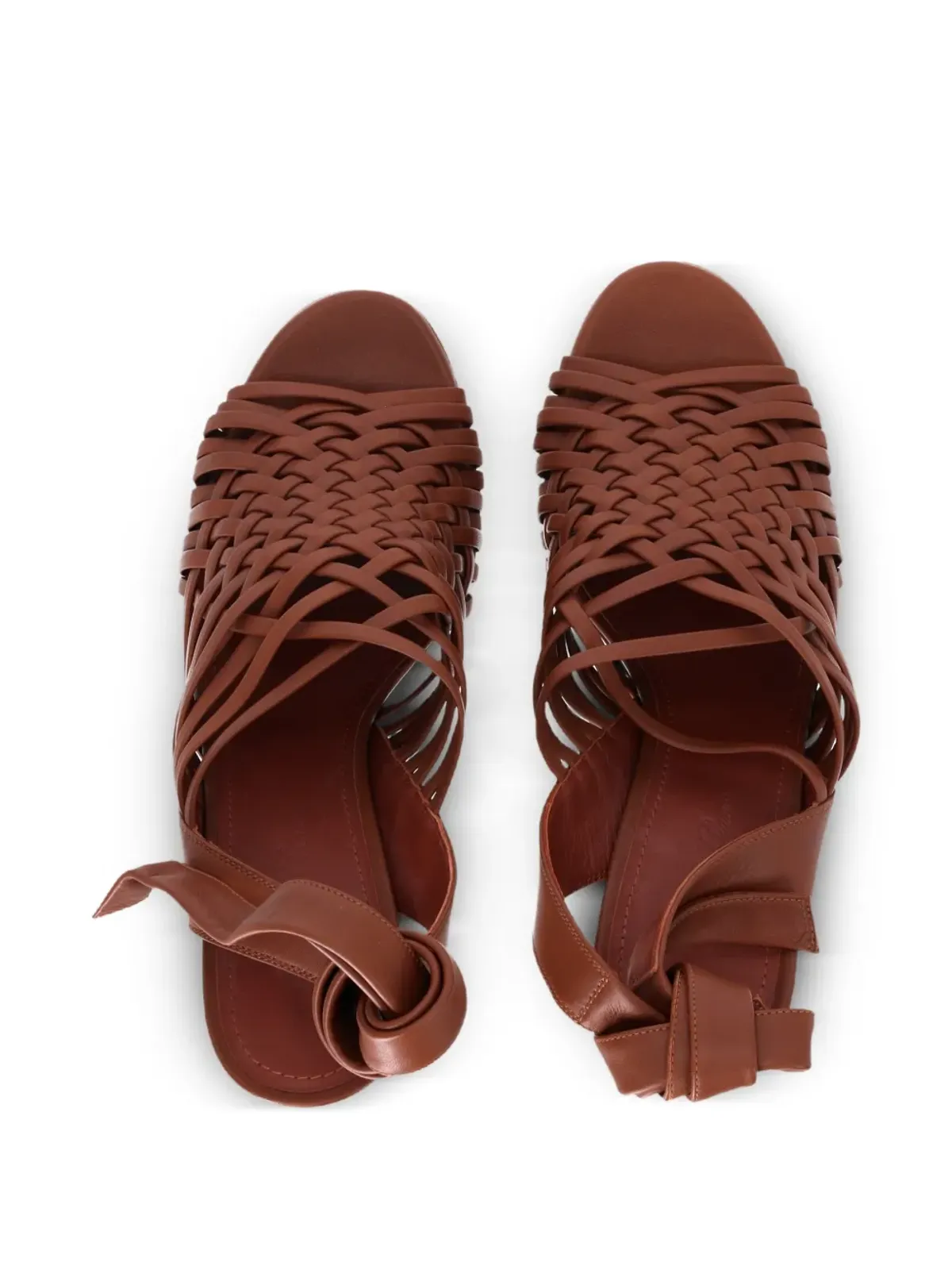 Loro Piana Pre-Owned クリスティン ウーブン アンクルタイ サンダル - 画像5
