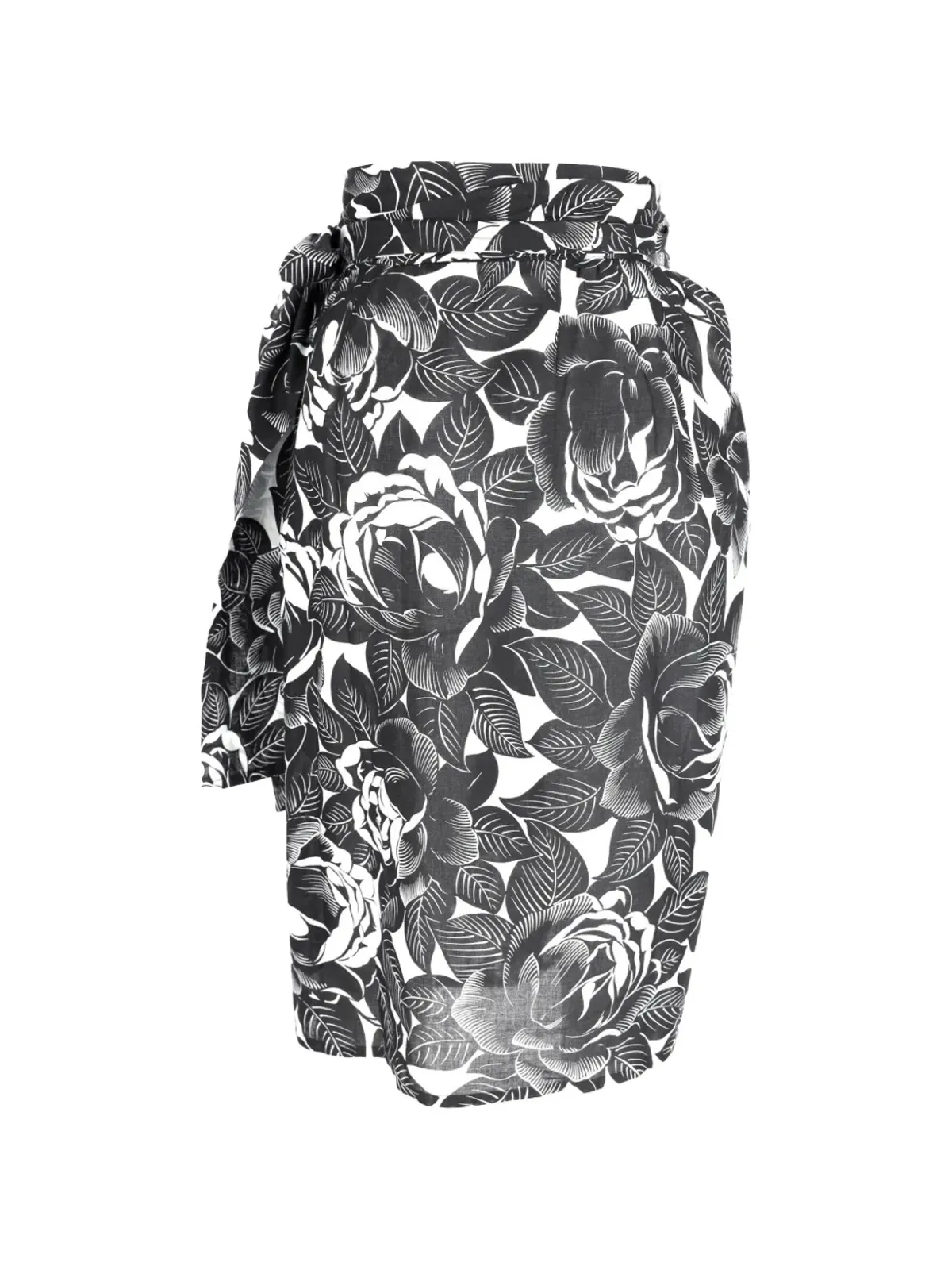 Lanvin Pre-Owned 花柄プリント ウエストリボン付き コットン ミディスカート - ブラック - 画像2