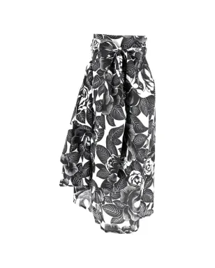 Lanvin Pre-Owned 花柄プリント ウエストリボン付き コットン ミディスカート - ブラック - サムネイル3