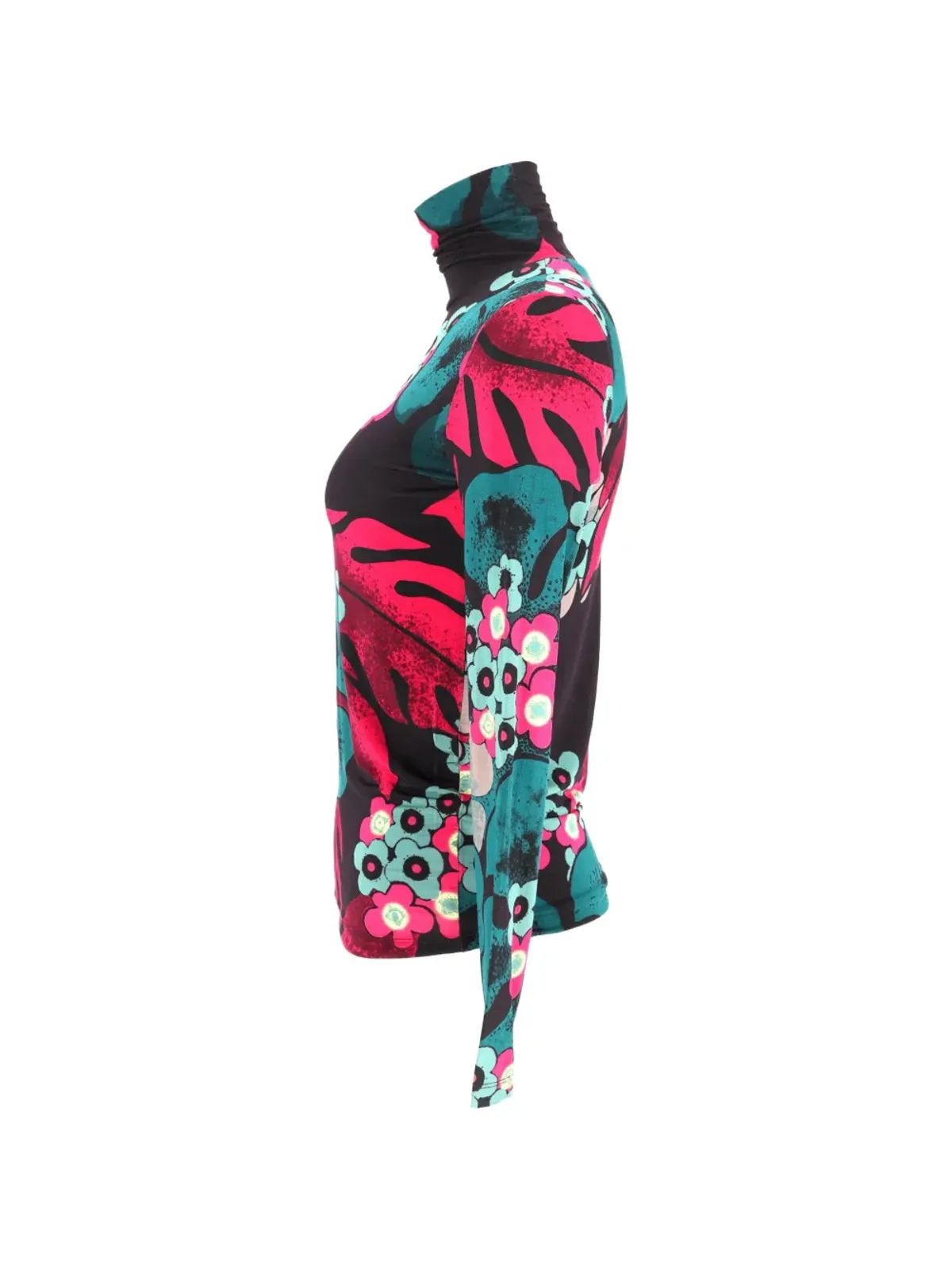 Dries Van Noten ビンテージ 花柄プリントのタートルネックトップ - ブラック - 画像3