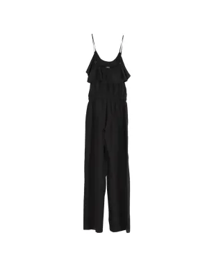 Michael Kors Vintage 黒のフリル付きドローストリングジャンプスーツ - サムネイル2