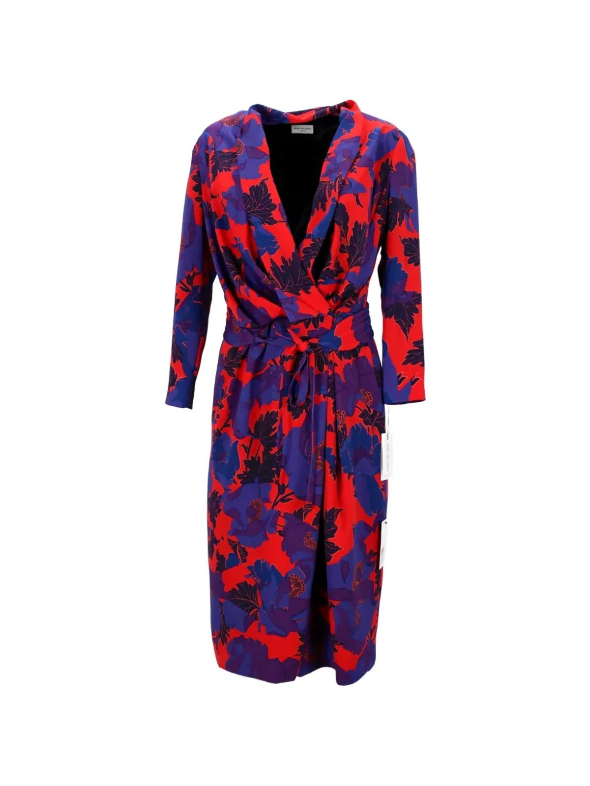Dries Van Noten ビンテージ 花柄プリント ラップミディドレス - レッド - 画像1
