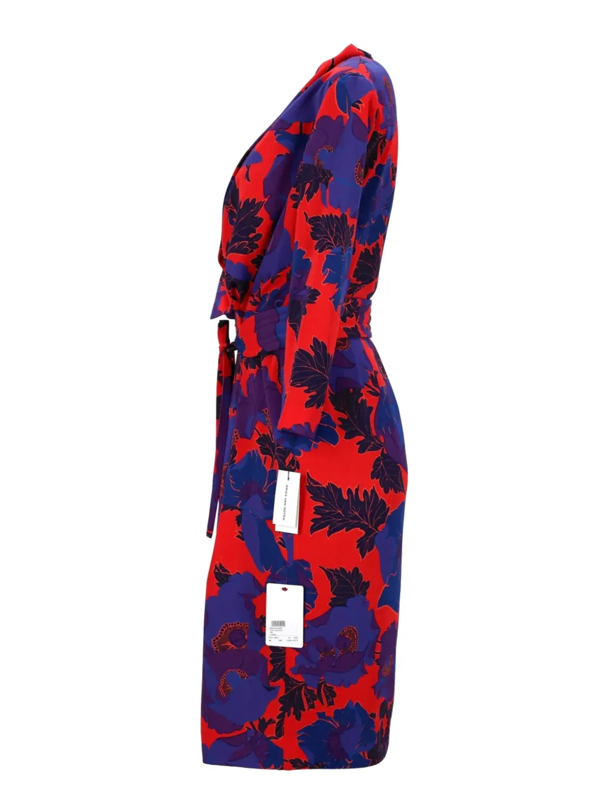 Dries Van Noten ビンテージ 花柄プリント ラップミディドレス - レッド - 画像3