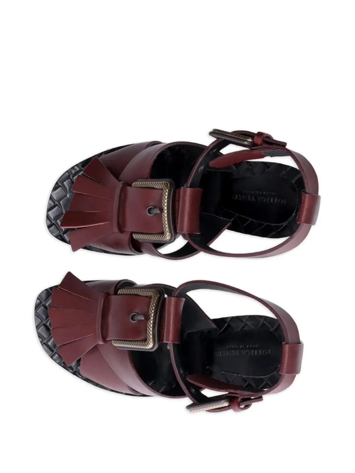 Bottega Veneta フリンジバックルTストラップサンダル - 画像4