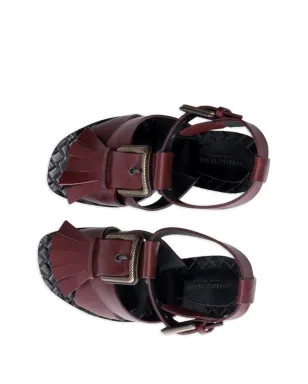 Bottega Veneta フリンジバックルTストラップサンダル - サムネイル4