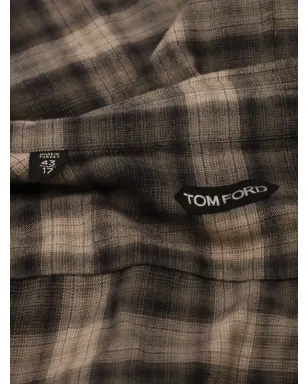 Tom Ford Vintage チェック柄長袖シャツ - グレー - サムネイル4