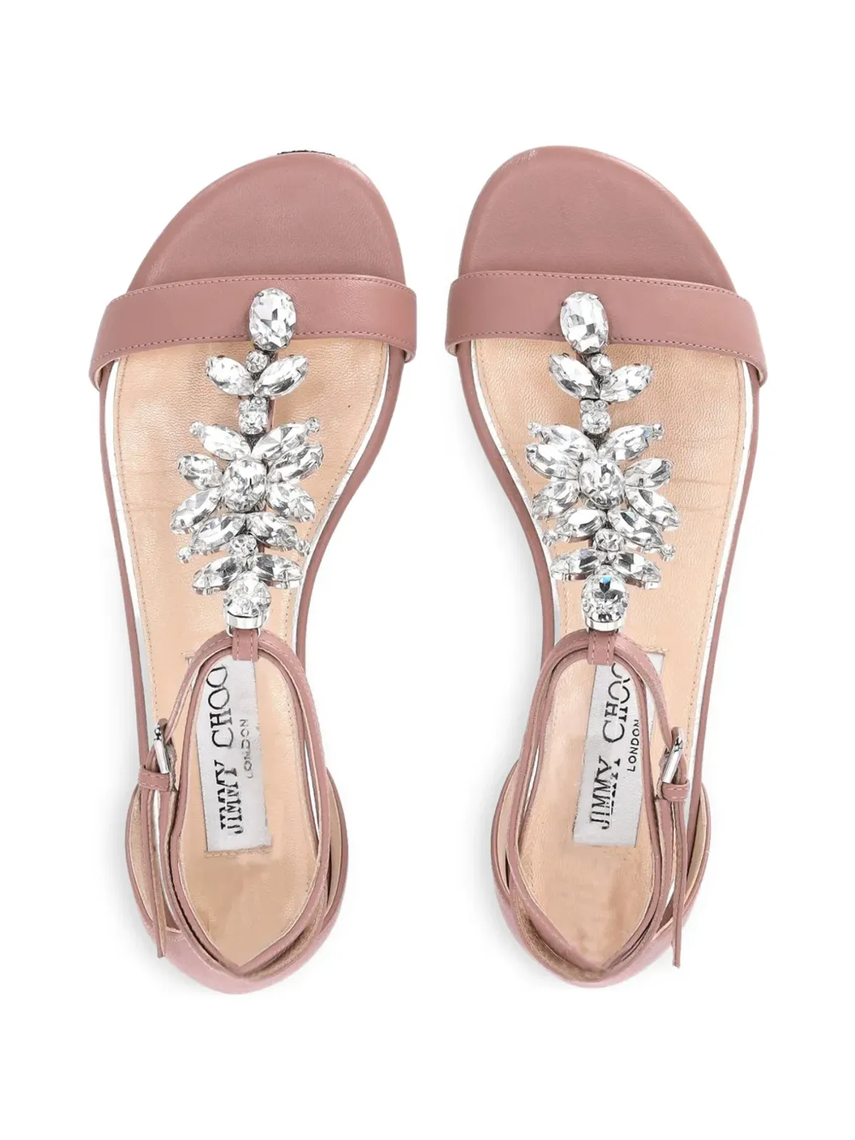 Jimmy Choo 1990年代 クリスタル装飾のTストラップサンダル - 画像4