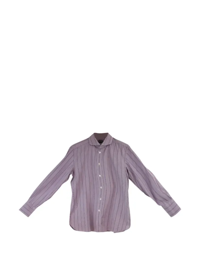 Tom Ford Vintage Tom Ford Vintage ストライプ柄ボタンダウンコットンシャツ - パープルの商品画像