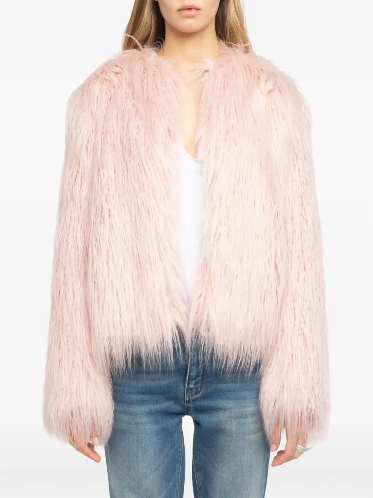 Zadig&Voltaire Freddie Curly faux fur coat - Pink - 画像4