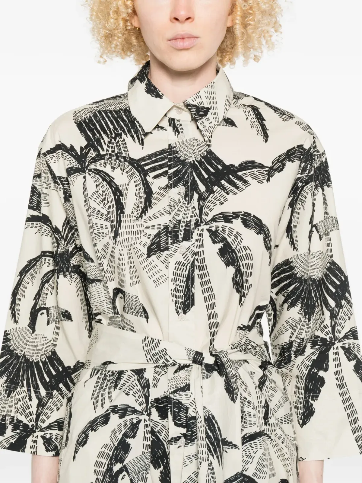 PSOPHIA palm-tree pattern midi dress - 画像5