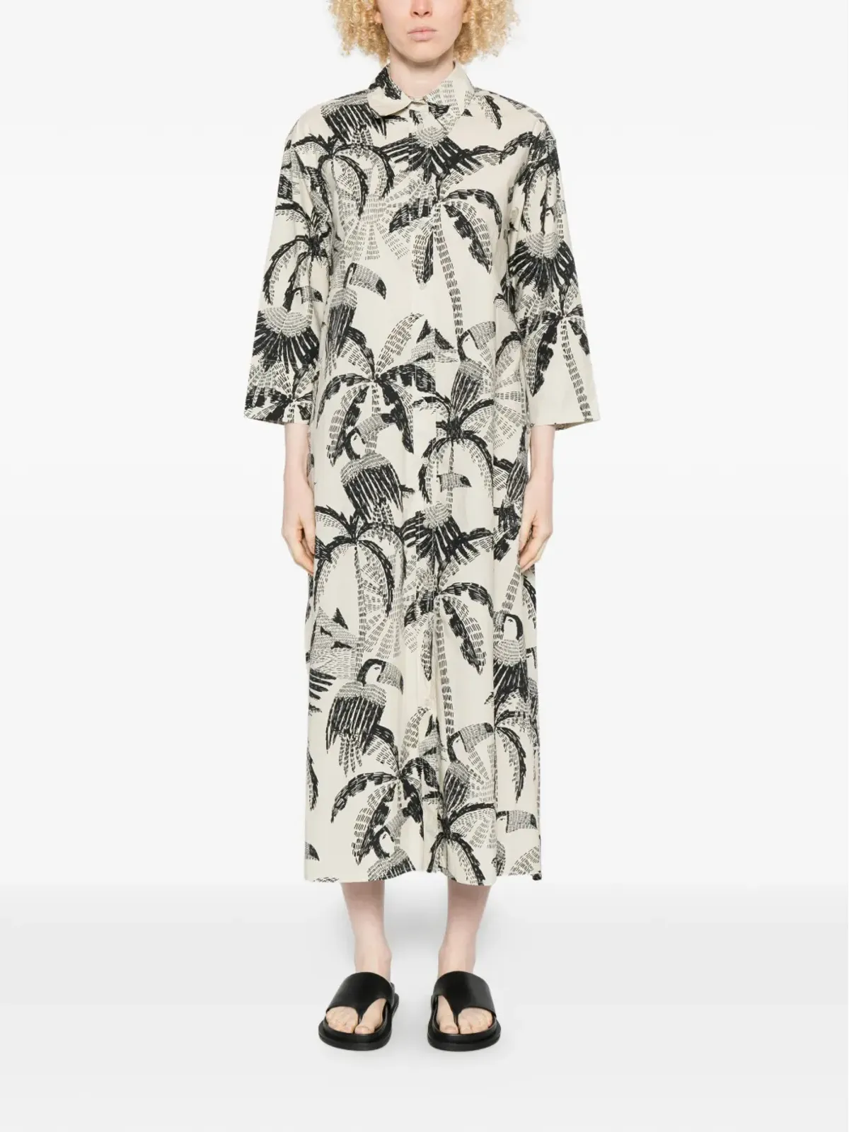 PSOPHIA palm-tree pattern midi dress - 画像3