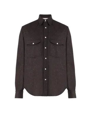 Umit Benan speckled shirt - Brown - サムネイル1