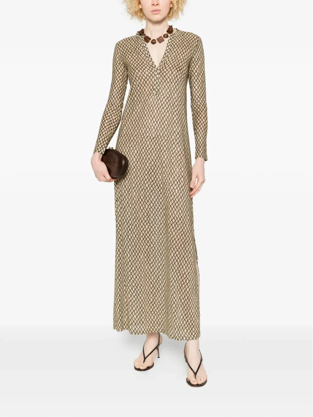 Siyu V-neck maxi dress - Neutrals - 画像2