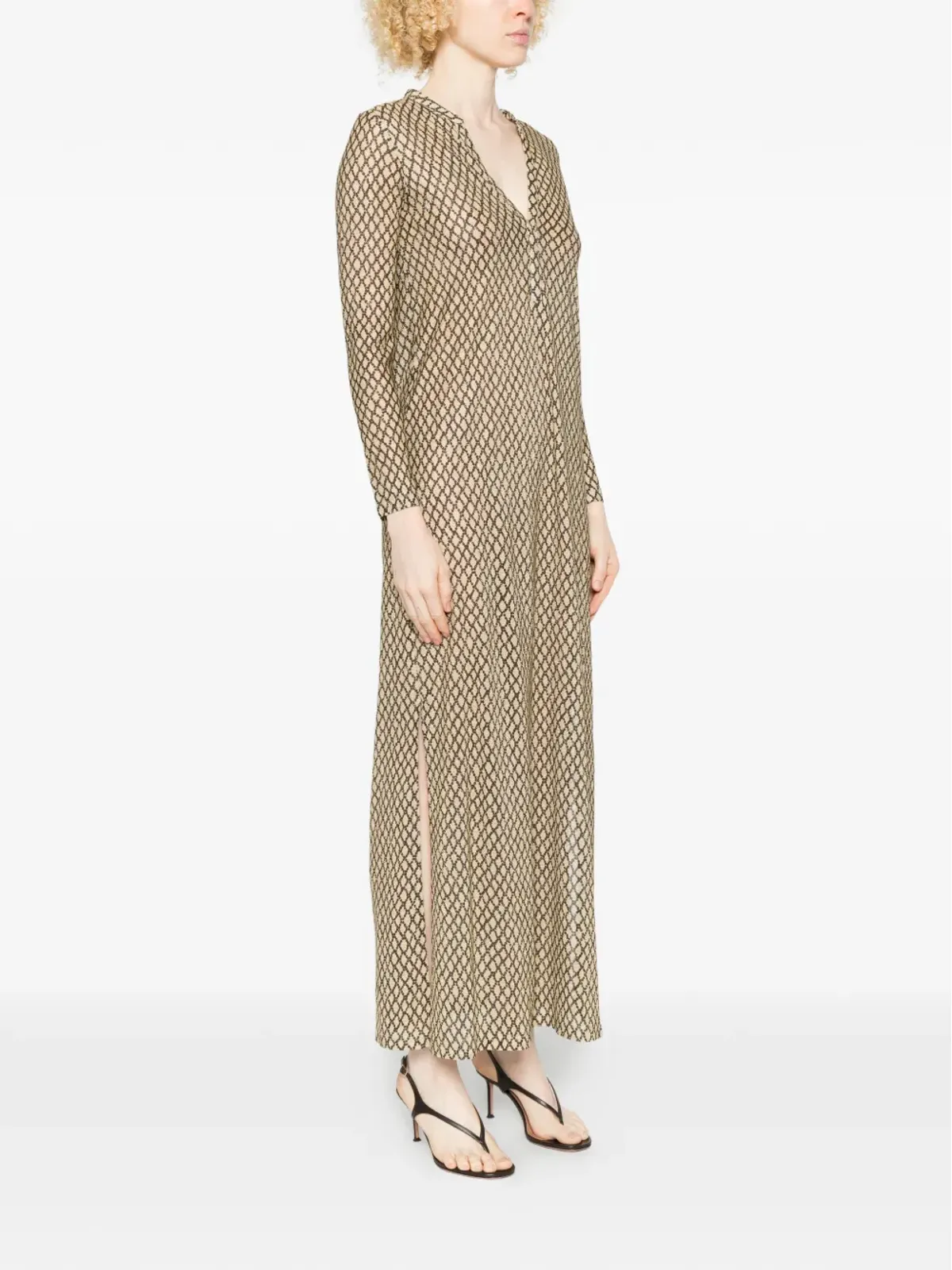 Siyu V-neck maxi dress - Neutrals - 画像3