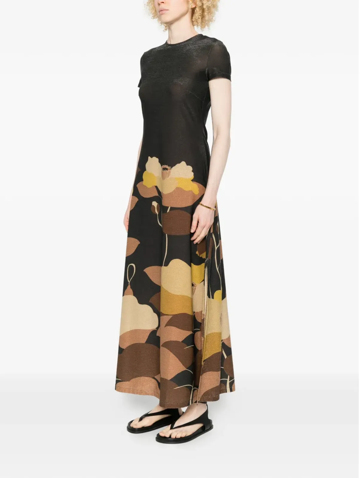 Siyu glitter-embellished floral T-shirt dress - Black - 画像3