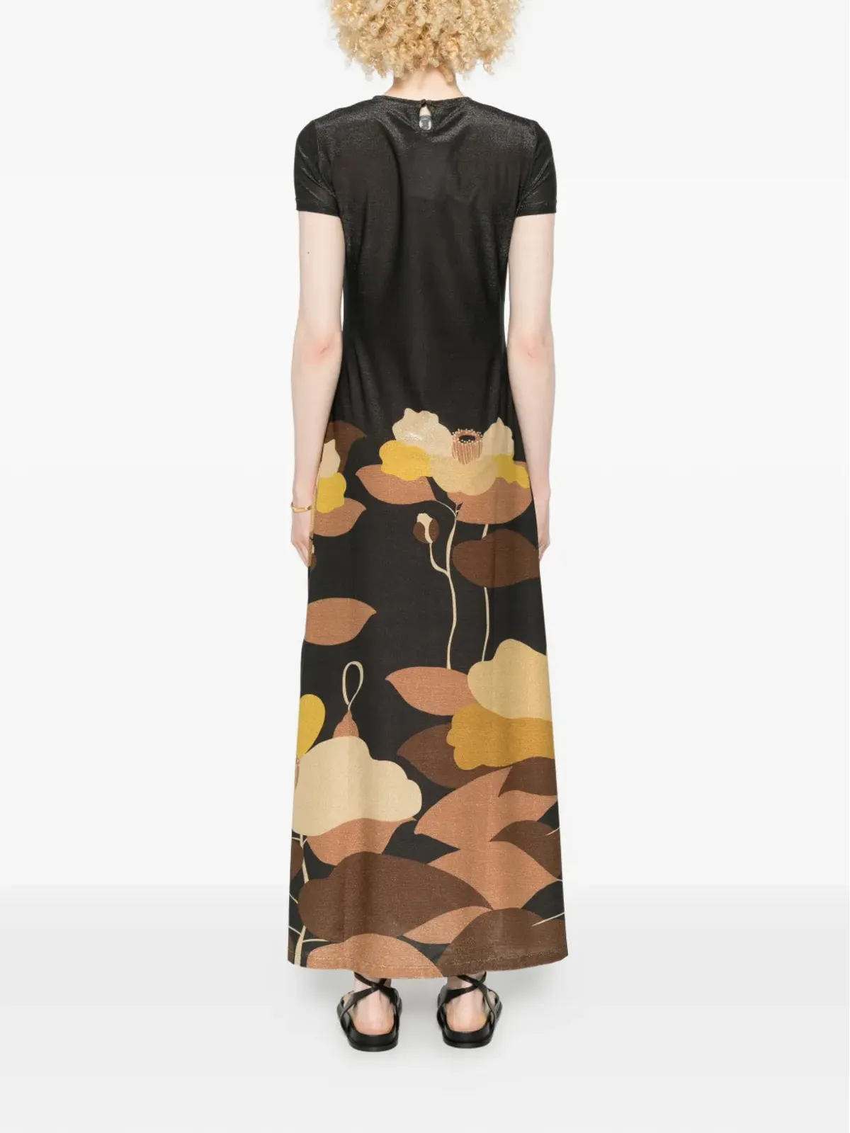 Siyu glitter-embellished floral T-shirt dress - Black - 画像4
