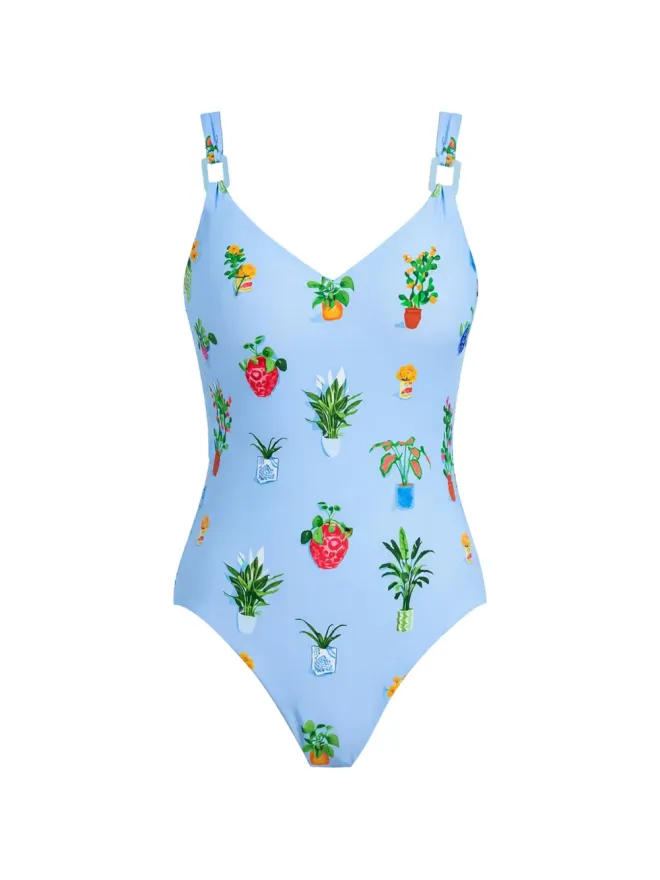 Seafolly Seafolly Playa Bonita 花柄Vネック水着（ブルー）の商品画像