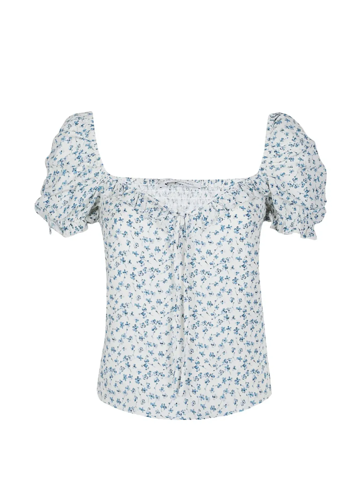 MAR DE MARGARITAS Letizia floral puff-sleeve blouse - White - 画像1