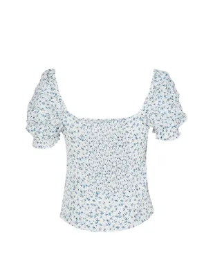 MAR DE MARGARITAS Letizia floral puff-sleeve blouse - White - サムネイル2