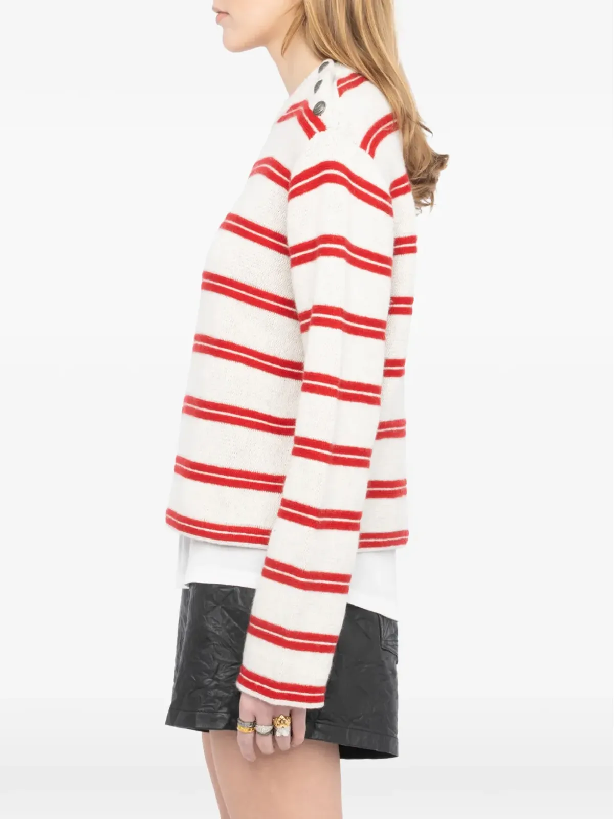 Zadig&Voltaire Spikyzストライプ ボタンディテール ウールセーター - 画像4