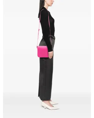 Bottega Veneta Pre-Owned ナパレザー イントレチャート フラップ クロスボディバッグ（ピンク） - サムネイル2