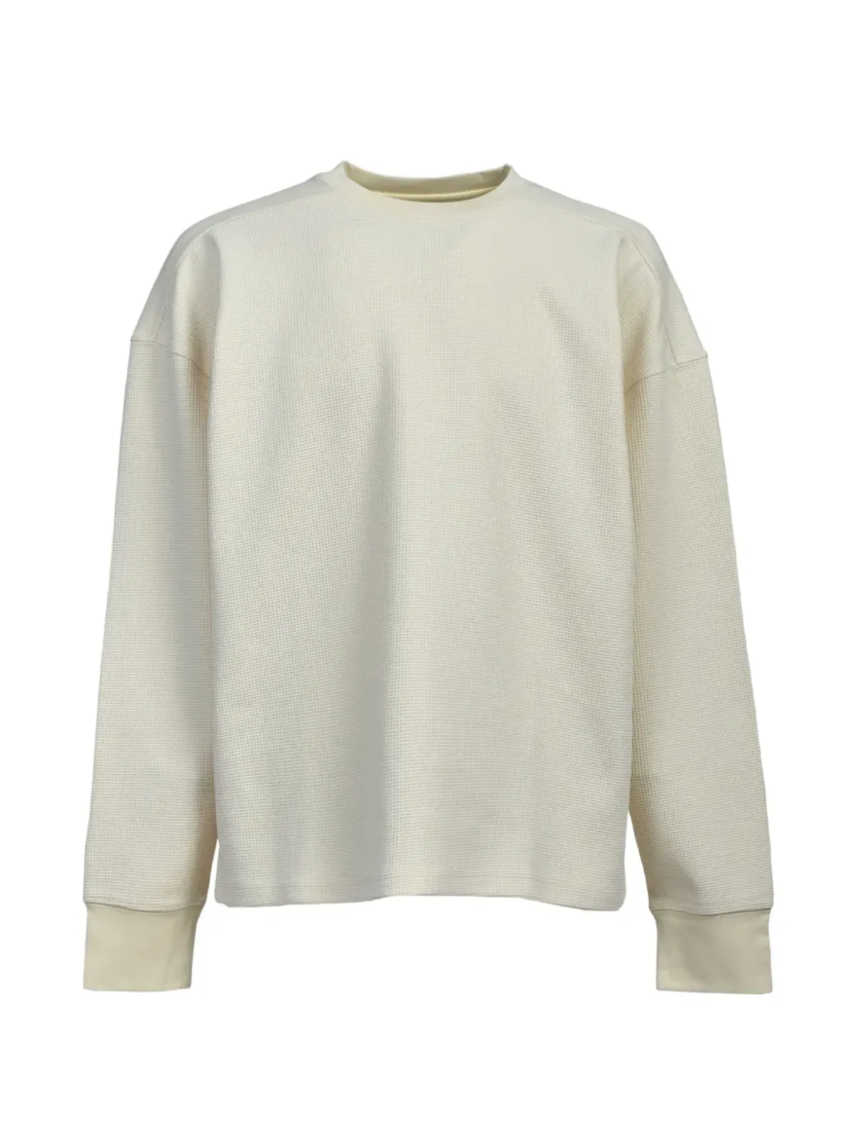 BREATH クリーム色のワッフル編み長袖Tシャツ - 画像1