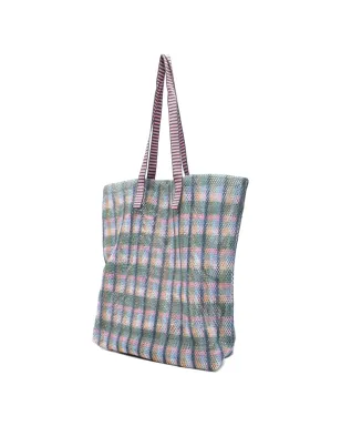 Épice Kanpur チェック柄 トートバッグ ブルー - サムネイル3