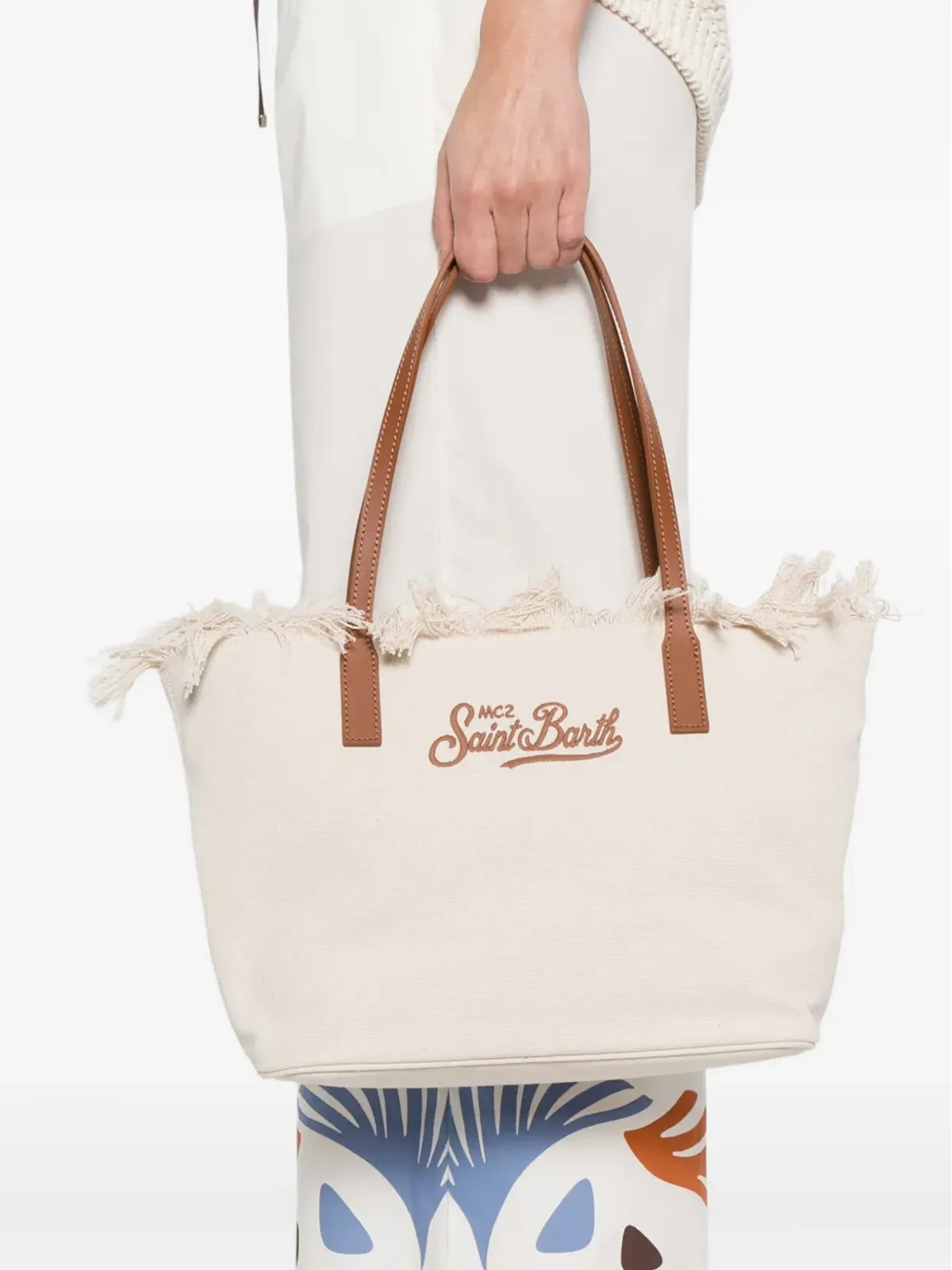 MC2 Saint Barth City fringed-trim ミディアム トートバッグ - 画像2