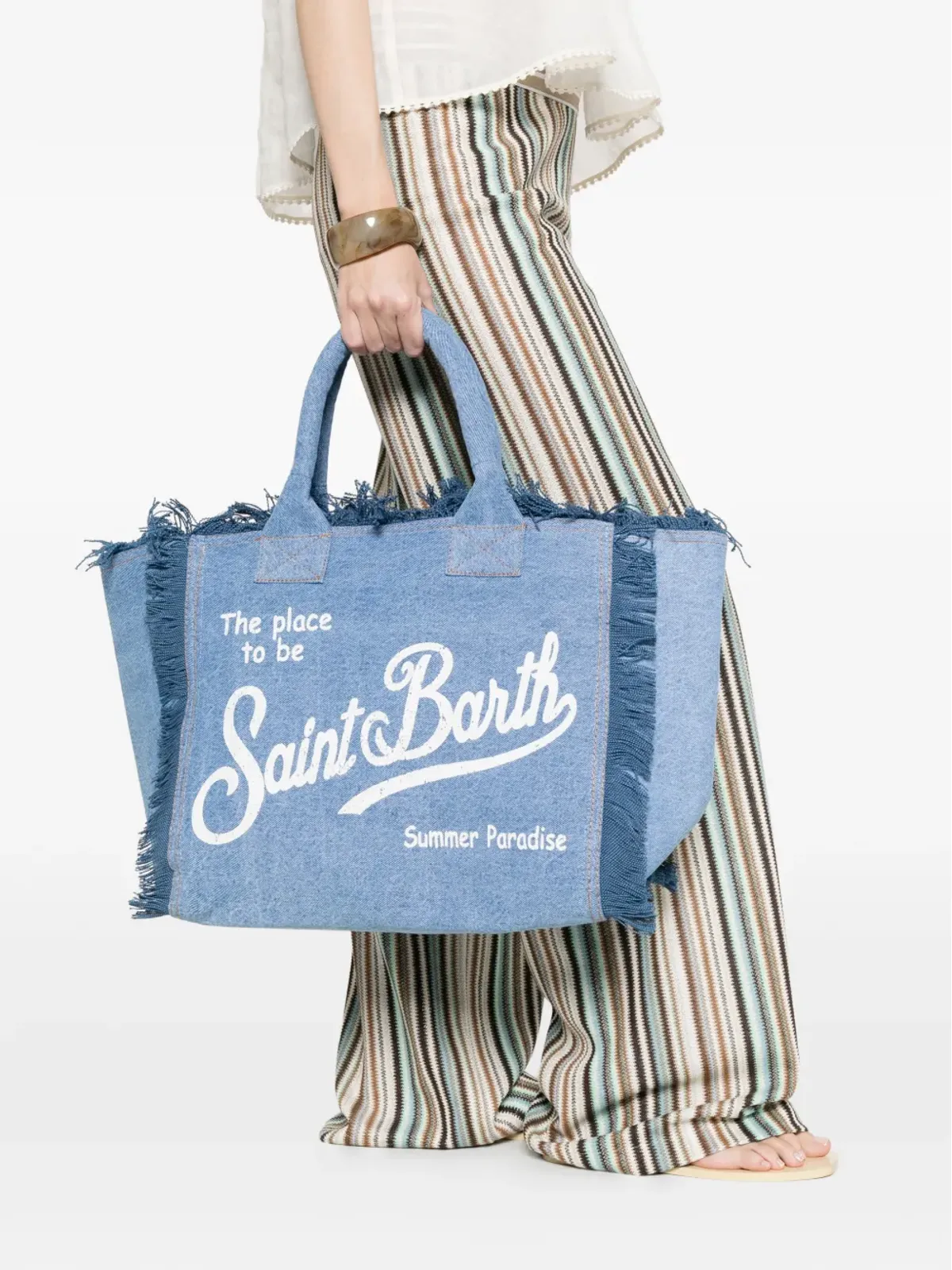 MC2 Saint Barth Vanityフリンジ入りロゴプリント トートバッグ - 画像2