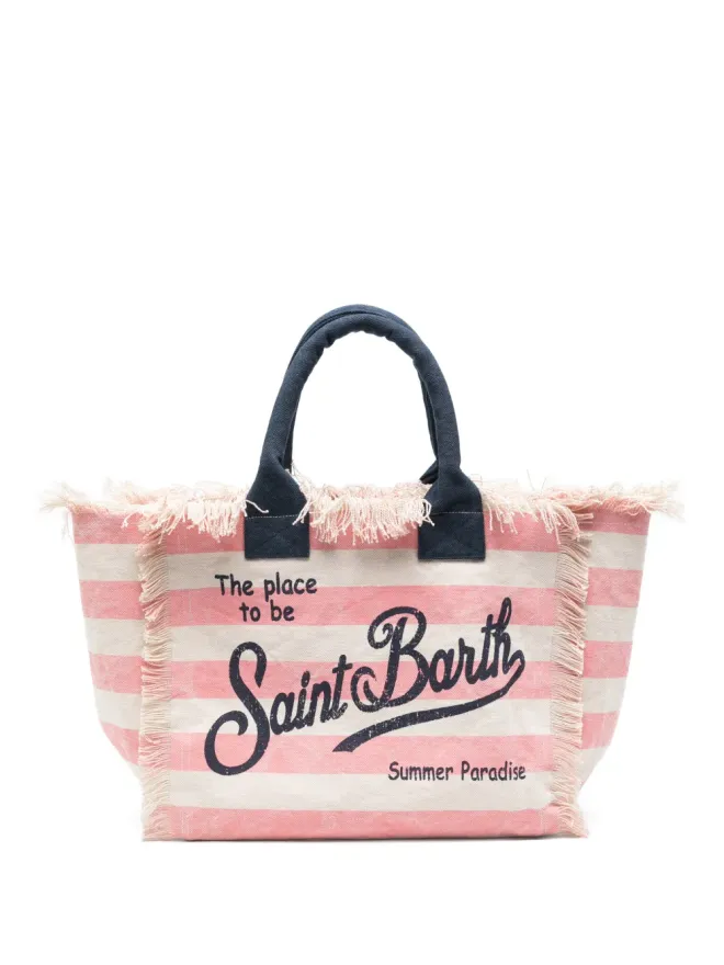 MC2 Saint Barth MC2 Saint Barth ヴァニティ フリンジ付きストライプ トートバッグ - ピンクの商品画像