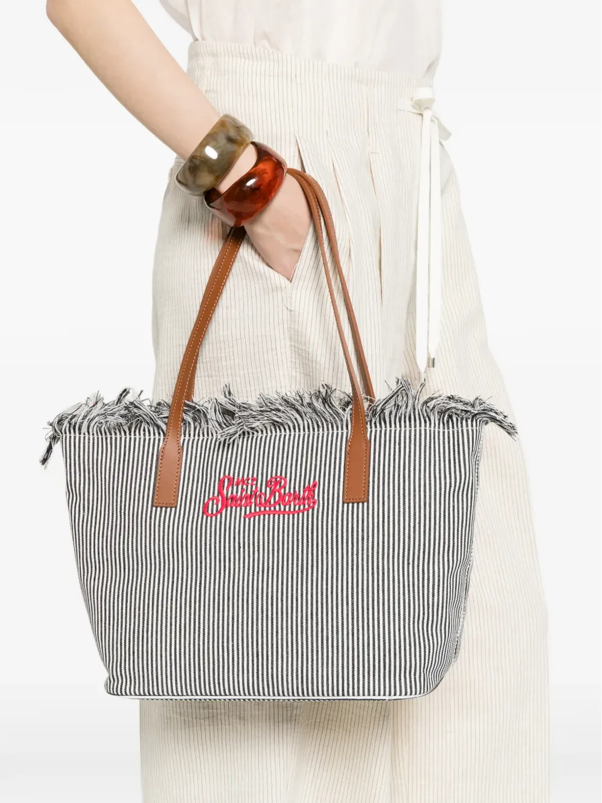 MC2 Saint Barth City fringed striped tote bag - 画像2