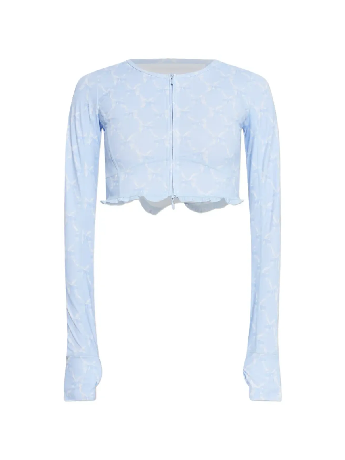 LoveShackFancy Laudie ラッフル長袖トップ ブルー - 画像1