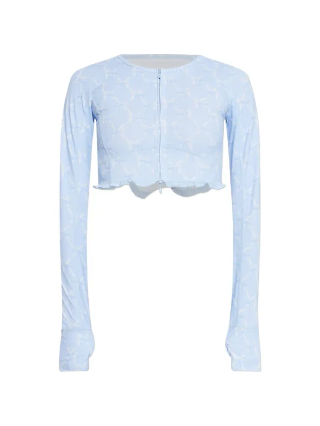 LoveShackFancy LoveShackFancy Laudie ラッフル長袖トップ ブルーの商品画像