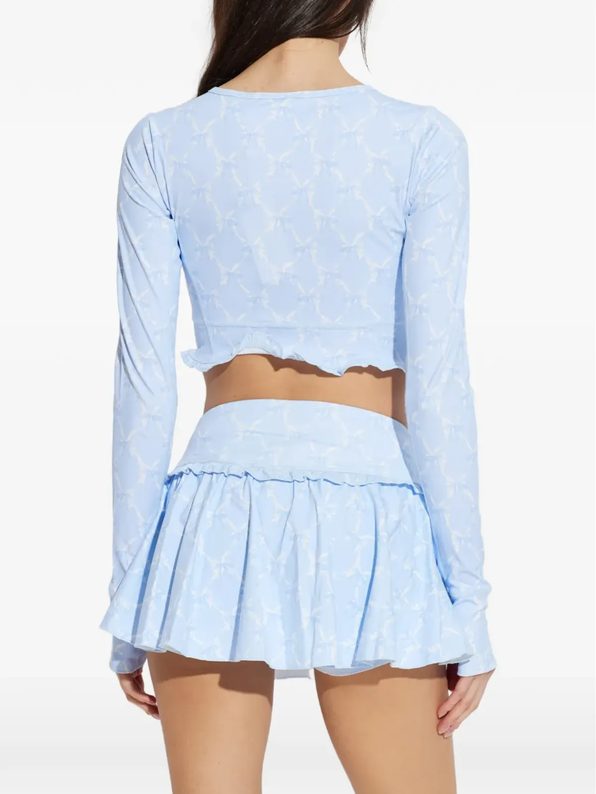 LoveShackFancy Laudie ラッフル長袖トップ ブルー - 画像4