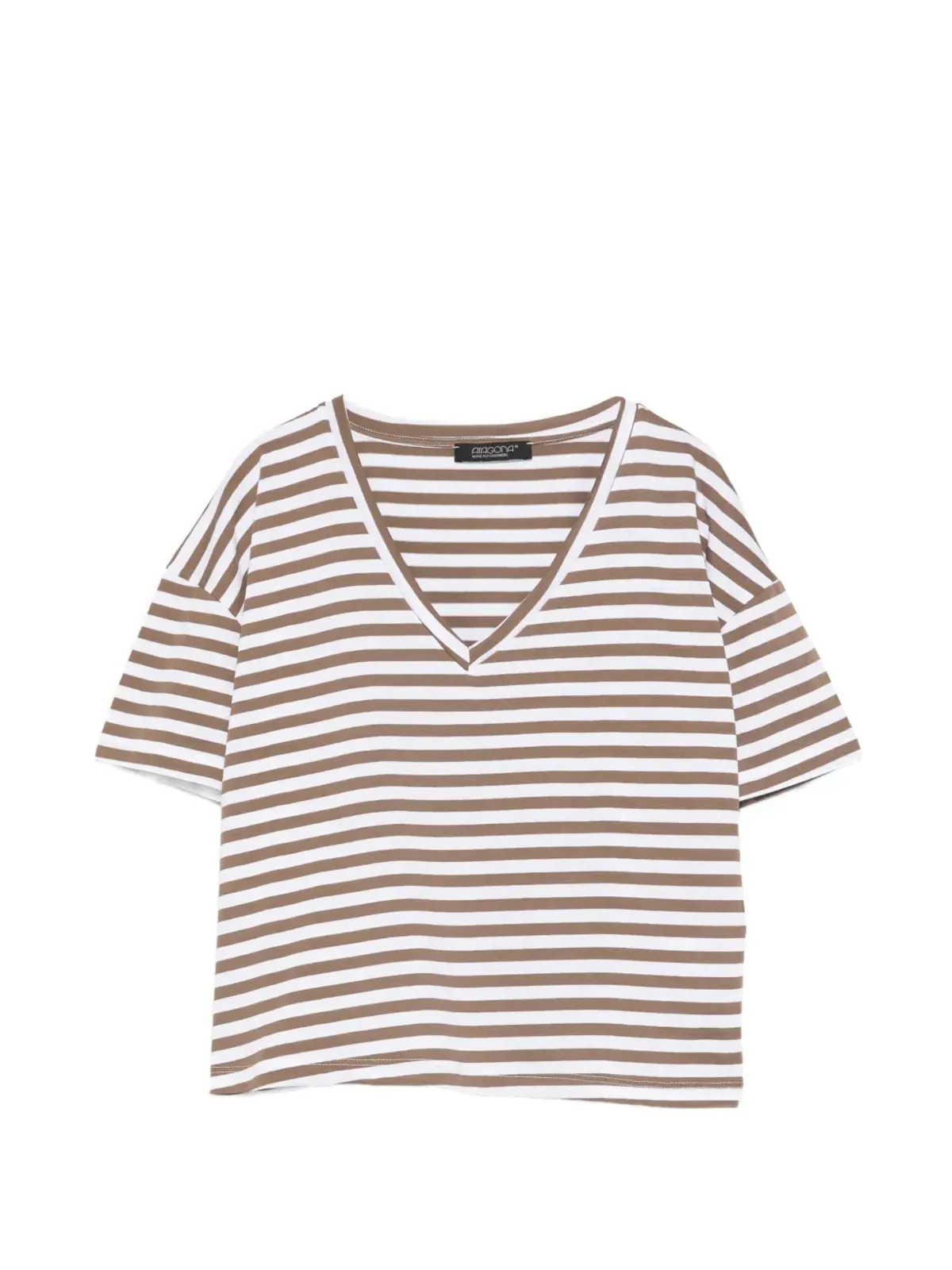 Aragona ストライプVネックTシャツ - 画像1