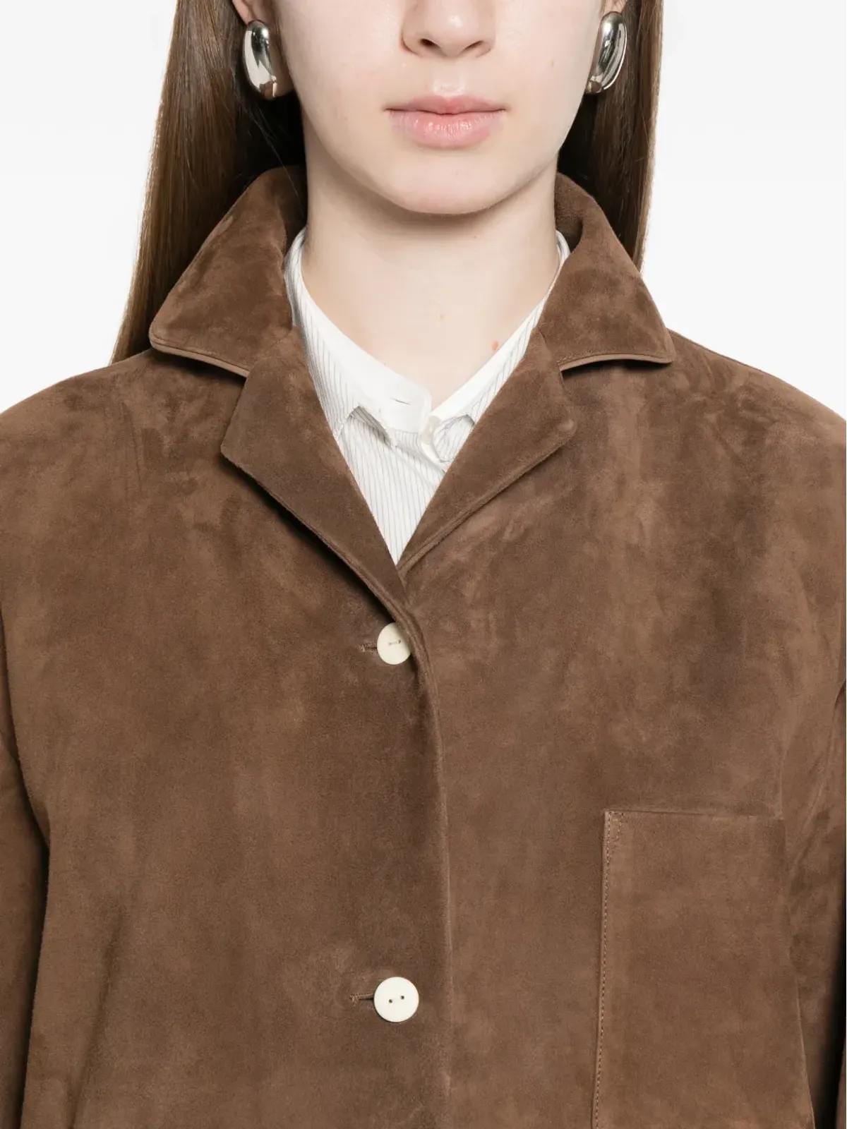 The Row Janine chest-pocket buttoned shirt - Brown - 画像5