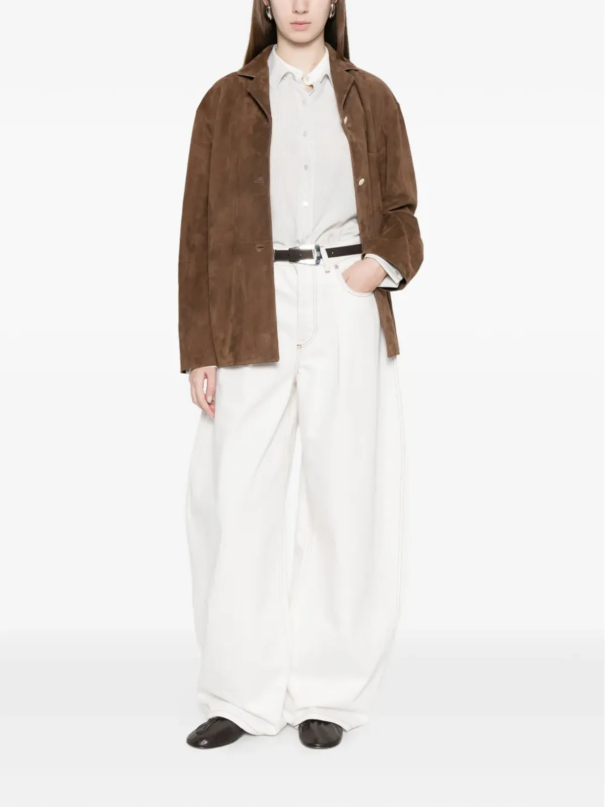 The Row Janine chest-pocket buttoned shirt - Brown - 画像2