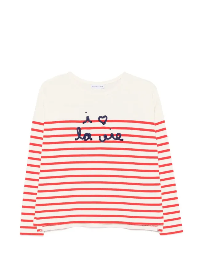 Maison Labiche Maison Labiche I Love La Vie embroidered cotton topの商品画像