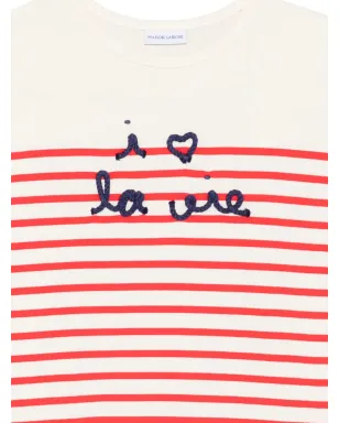 Maison Labiche I Love La Vie embroidered cotton top - サムネイル3