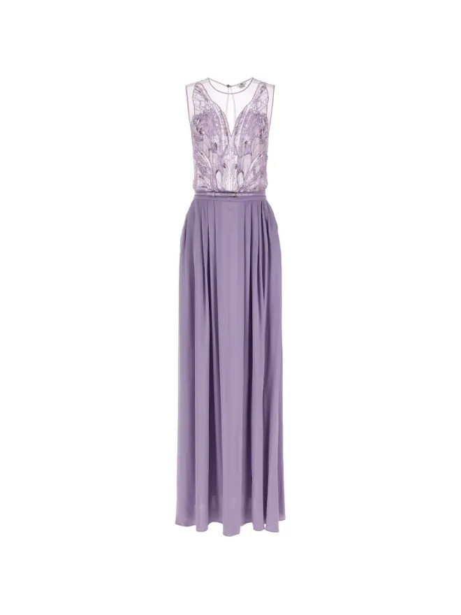 Elisabetta Franchi Elisabetta Franchi 刺繍入りチュールドレス（パープル）の商品画像