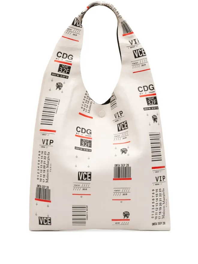 Maison Martin Margiela Pre-Owned Maison Martin Margiela Pre-Owned ボーディングパス プリント レザー トートバッグ（ホワイト）の商品画像