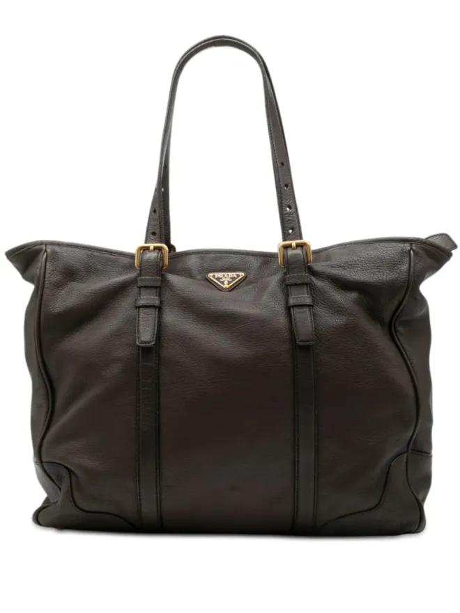 Prada Pre-Owned Prada Pre-Owned ディアースキン Zip Top トートバッグ - ブラウンの商品画像