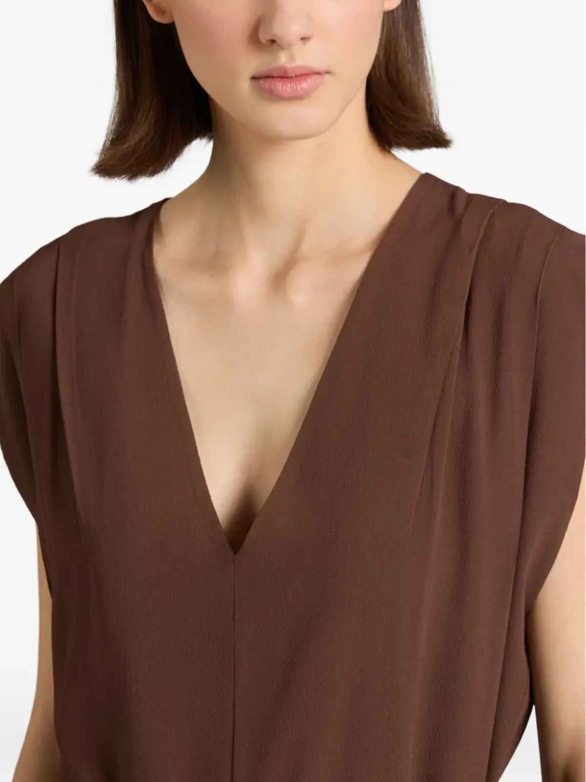Glanshirt Vネックベルト付きジャンプスーツ - 画像4