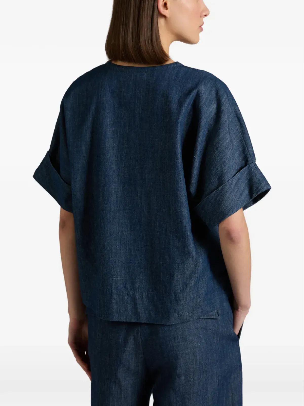 Glanshirt ネクタイディテール デニムTシャツ - 画像4