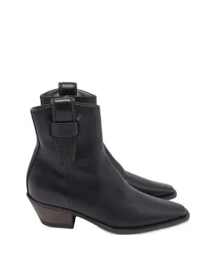 Brunello Cucinelli Vintage ウェスタンモニリ レザー アンクルブーツ - Black - サムネイル1