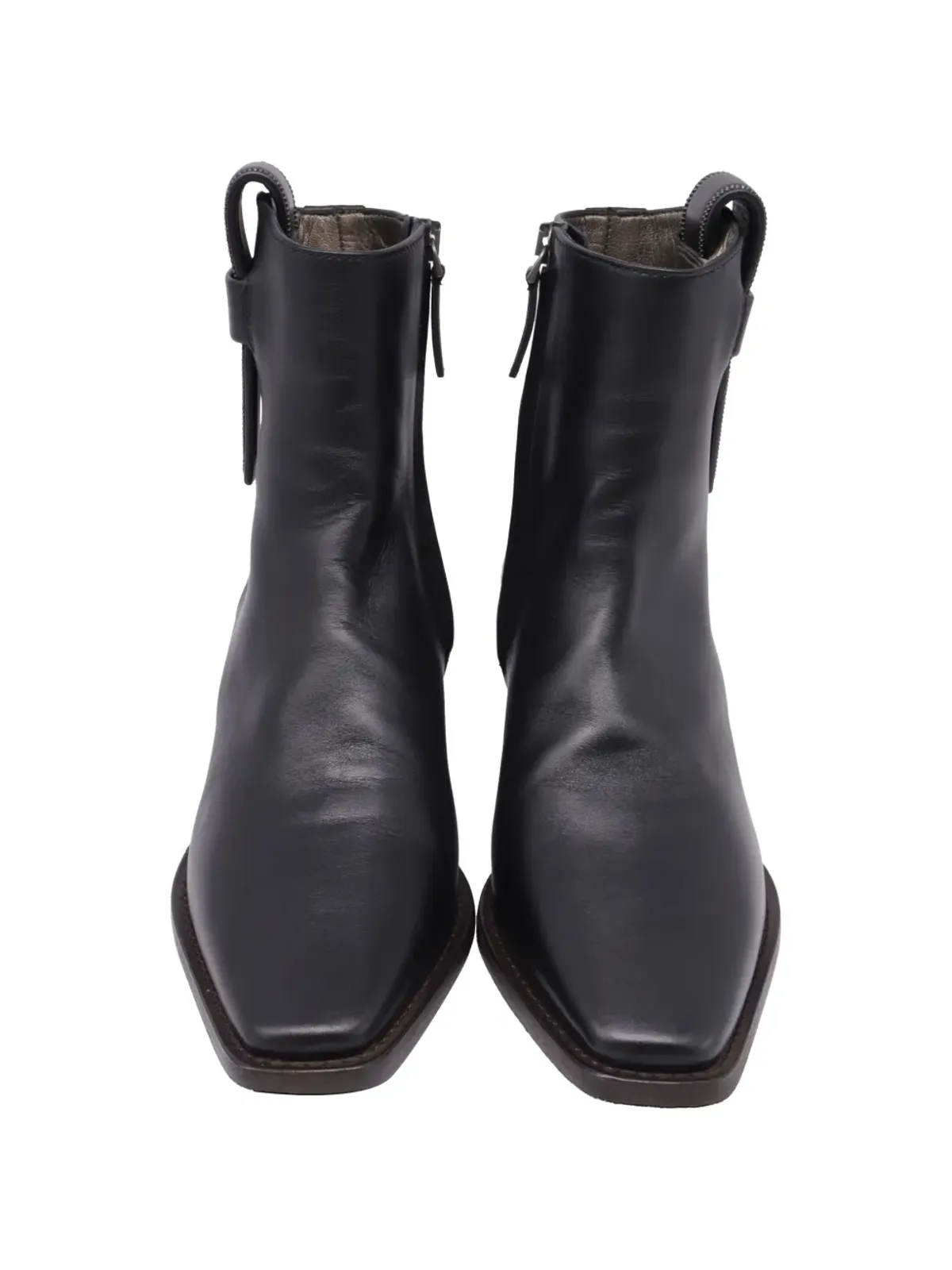 Brunello Cucinelli Vintage ウェスタンモニリ レザー アンクルブーツ - Black - 画像5